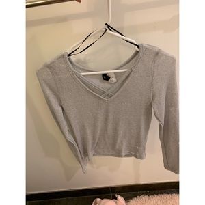 H&M shimmery silver long sleeve top